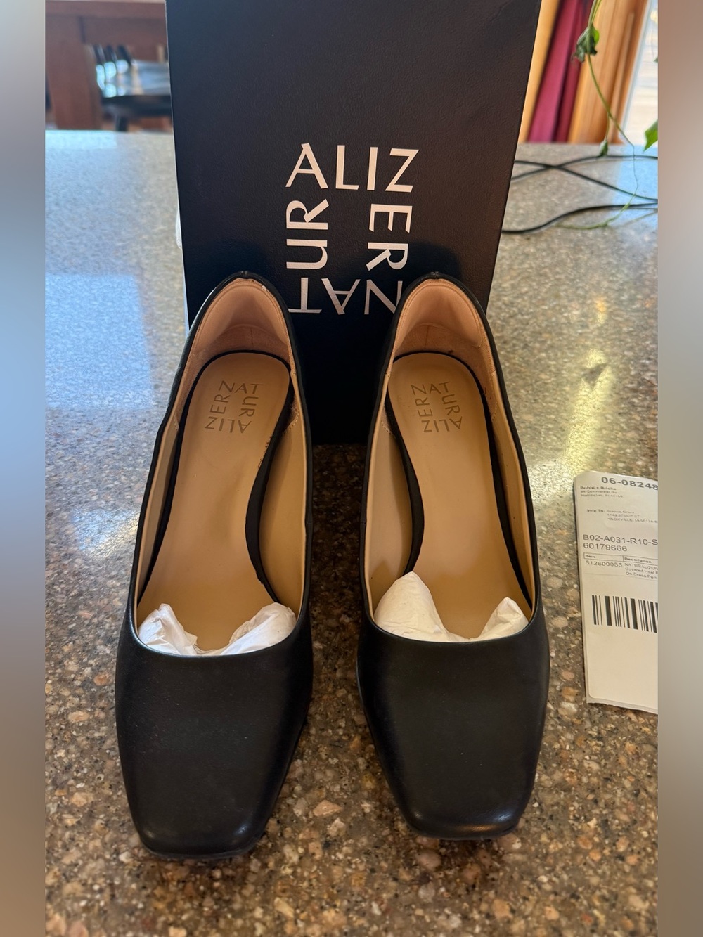 Naturalizer Warner- Black Leather Square-Toe Heels - 7.5 Worn once